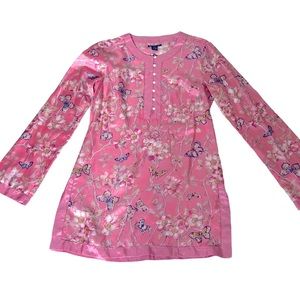 Lucky Brand Pink Floral Long Sleeve Top